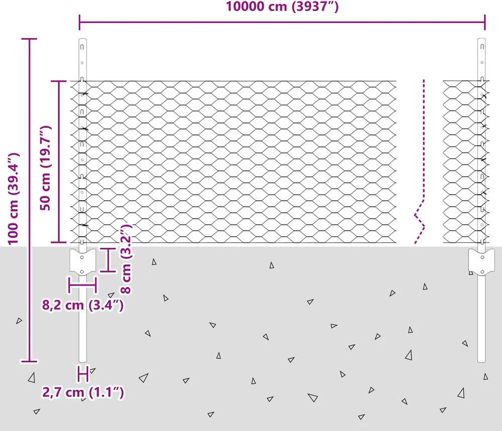 Hexagonal Fence with Post 100 x 0,5 m PVC dengtas plienas Žalia