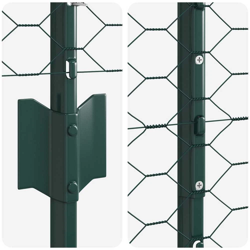 Hexagonal Fence with Post 25 x 1,6 m PVC dengtas plienas Žalia