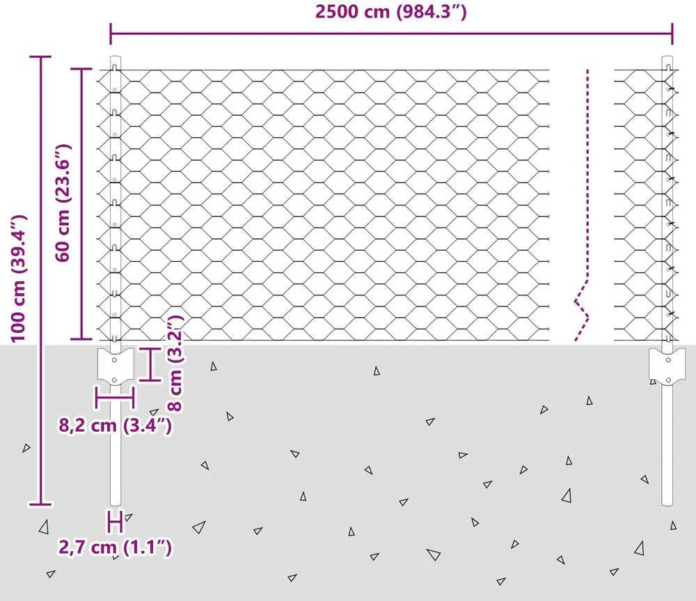 Hexagonal Fence with Post 25 x 0,6 m PVC dengtas plienas Žalia