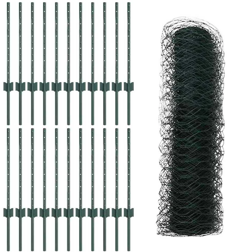 Hexagonal Fence with Post 50 x 0,6 m PVC dengtas plienas Žalia