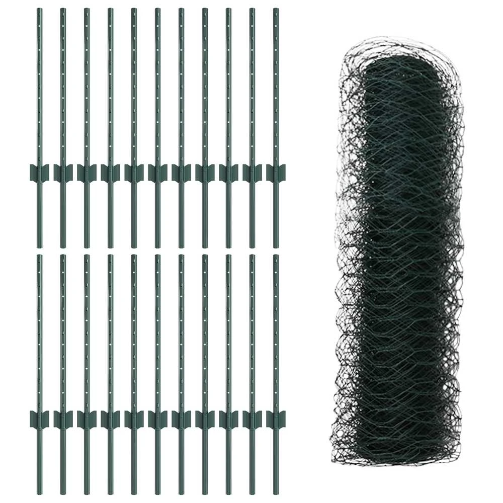 Hexagonal Fence with Post 50 x 0,6 m PVC dengtas plienas Žalia