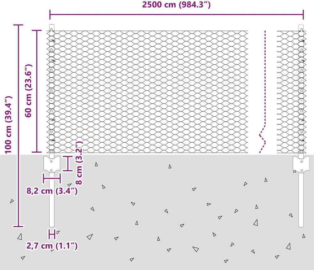 Hexagonal Fence with Post 25 x 0,6 m PVC dengtas plienas Žalia