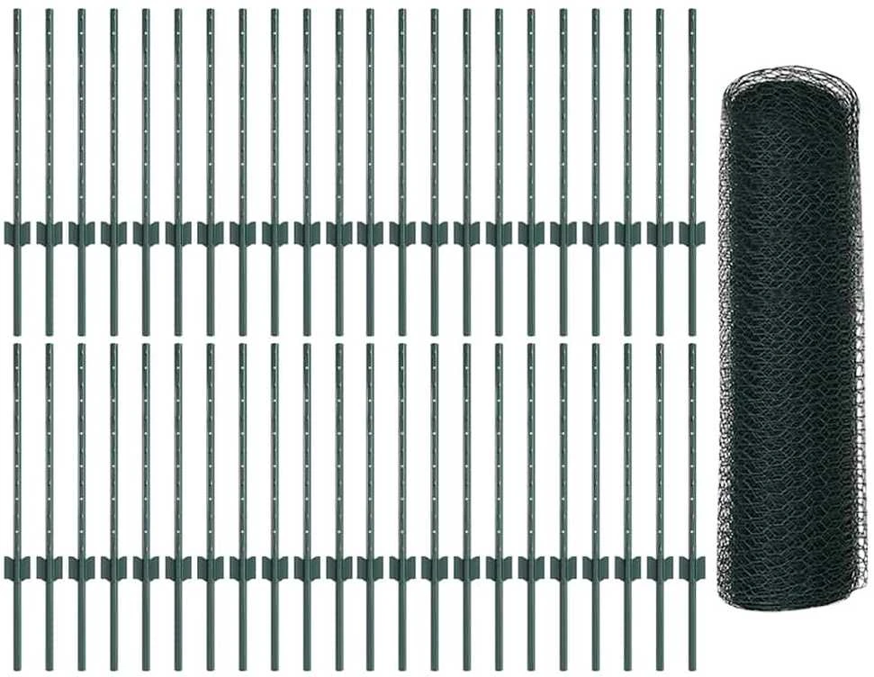 Hexagonal Fence with Post 100 x 0,5 m PVC dengtas plienas Žalia
