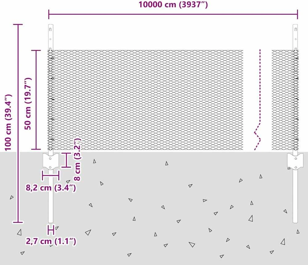 Hexagonal Fence with Post 100 x 0,5 m PVC dengtas plienas Žalia