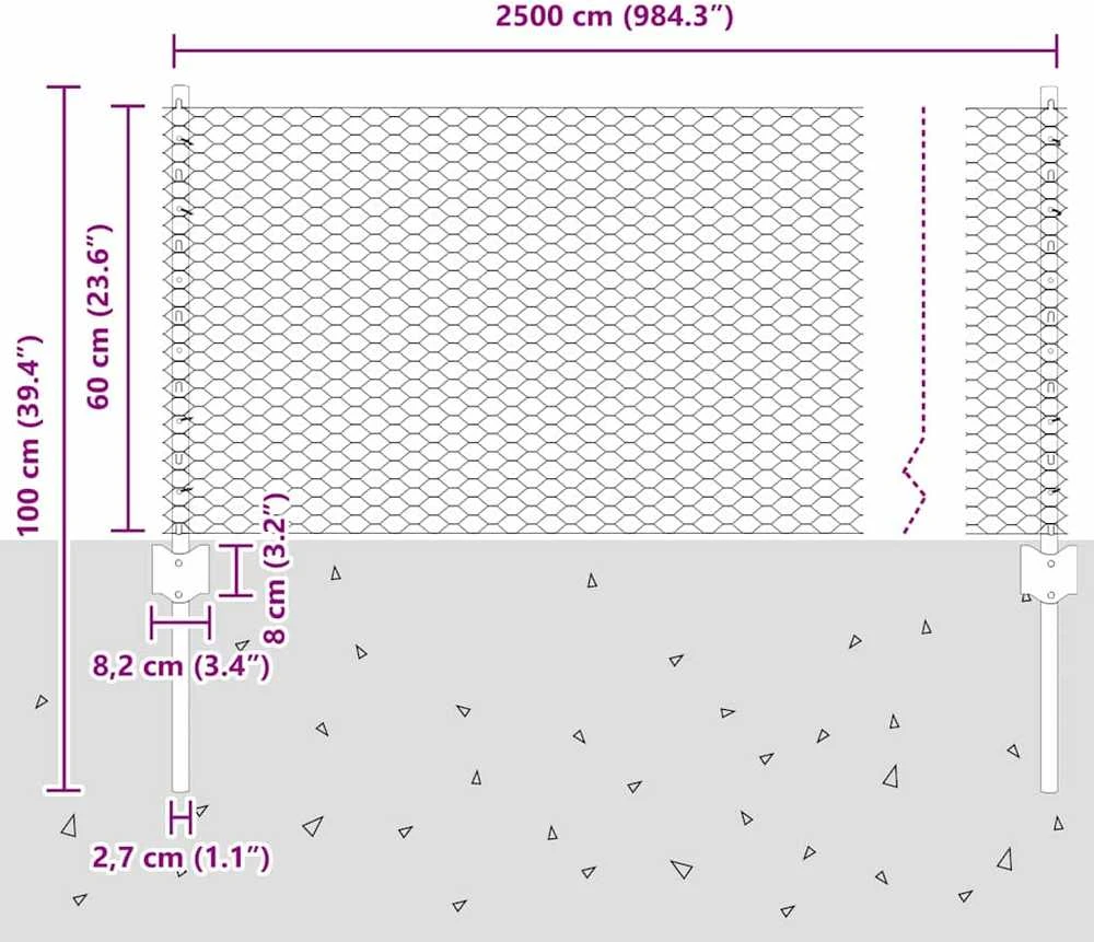 Hexagonal Fence with Post 25 x 0,6 m PVC dengtas plienas Žalia