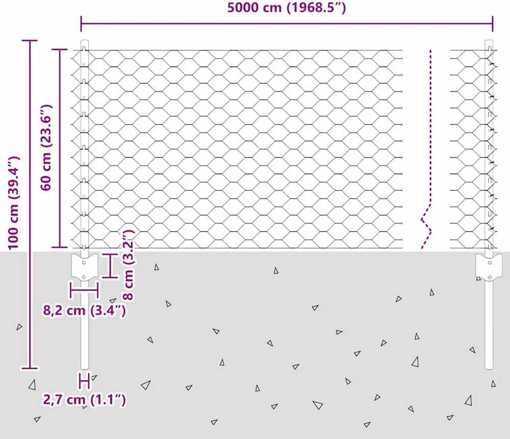 Hexagonal Fence with Post 50 x 0,6 m PVC dengtas plienas Žalia