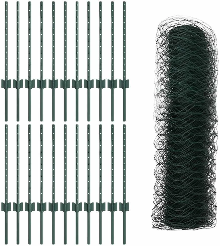 Hexagonal Fence with Post 50 x 0,6 m PVC dengtas plienas Žalia