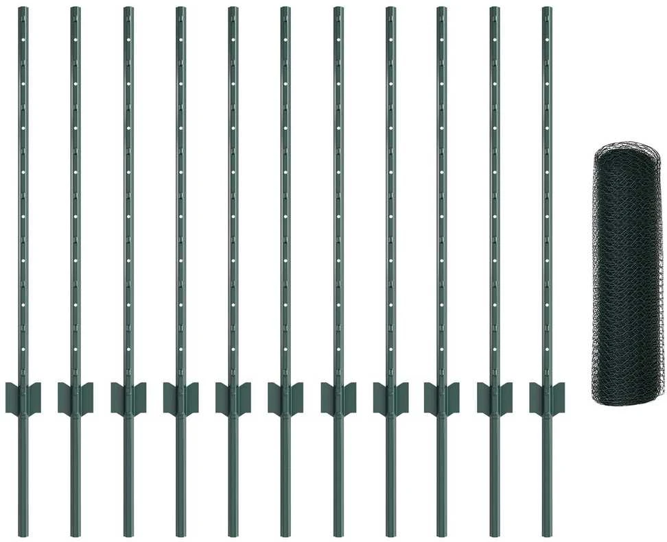 Hexagonal Fence with Post 25 x 0,8 m PVC dengtas plienas Žalia