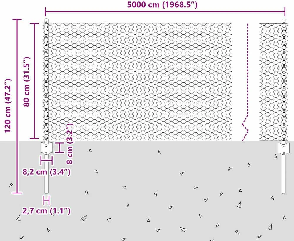 Hexagonal Fence with Post 50 x 0,8 m PVC dengtas plienas Žalia