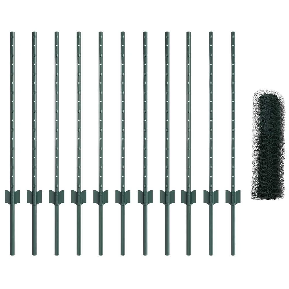 Hexagonal Fence with Post 25 x 0,8 m PVC dengtas plienas Žalia