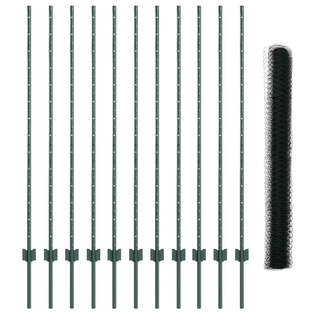 Hexagonal Fence with Post 25 x 1,4 m PVC dengtas plienas Žalia
