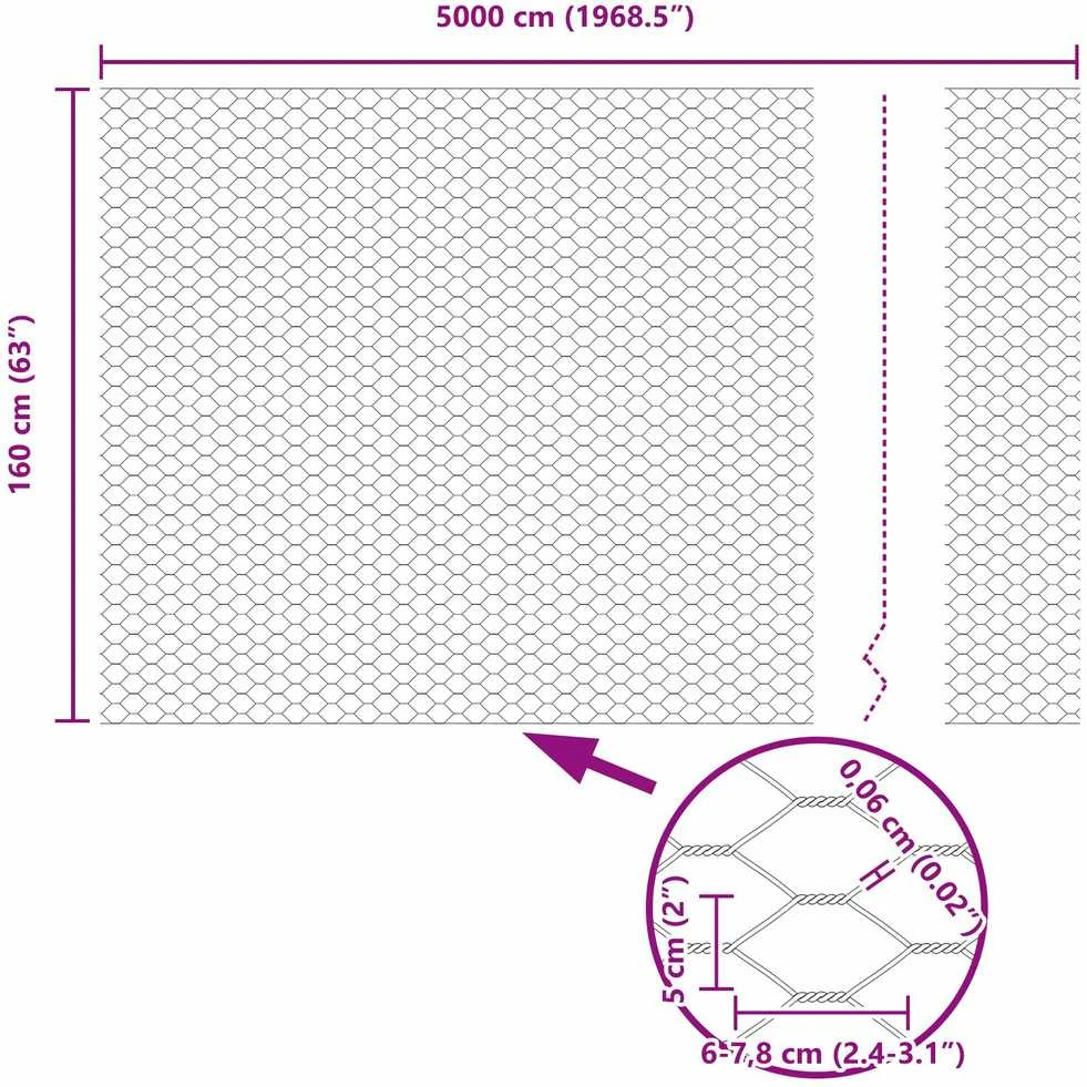 Hexagonal Fence with Post 50 x 1,6 m Galvanizuotas plienas