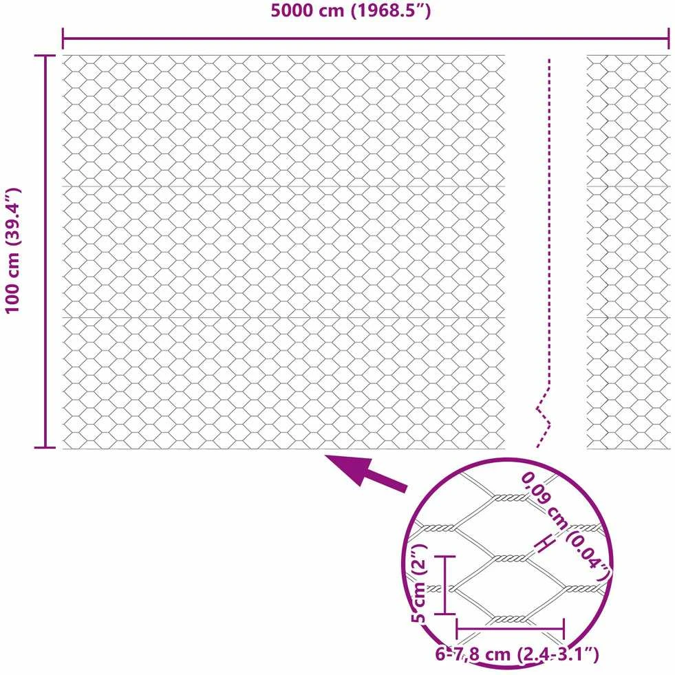 Hexagonal Fence with Post 50 x 1 m PVC dengtas plienas Pilka