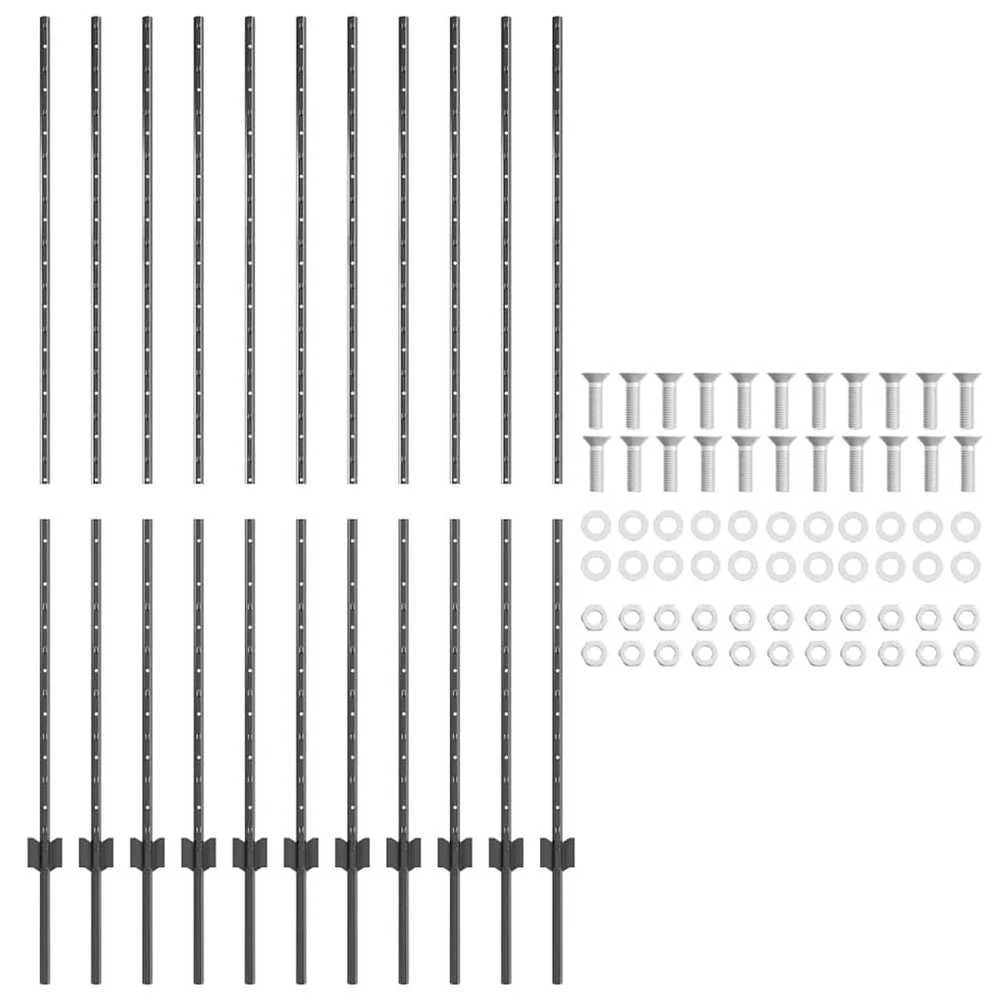 Įmontuotas tvoros stulpas 11 vnt. Pilka 200 cm