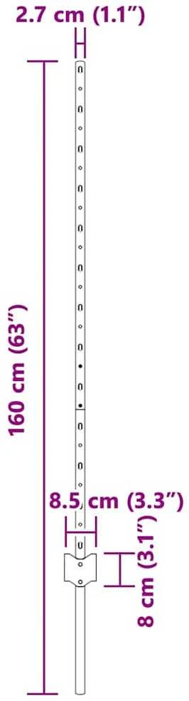 Įmontuotas tvoros stulpas 22 vnt. Žalia 160 cm