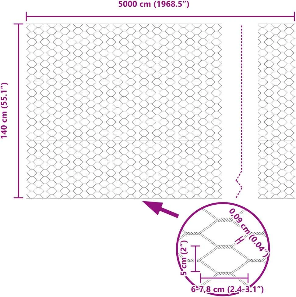 Hexagonal Fence with Post 50 x 1,4 m PVC dengtas plienas Pilka