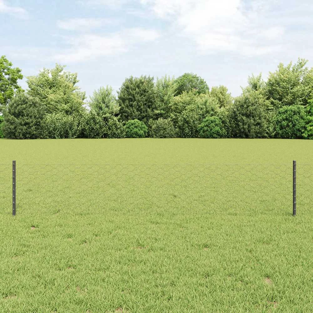 Hexagonal Fence with Post 10 x 0,4 m PVC dengtas plienas Pilka