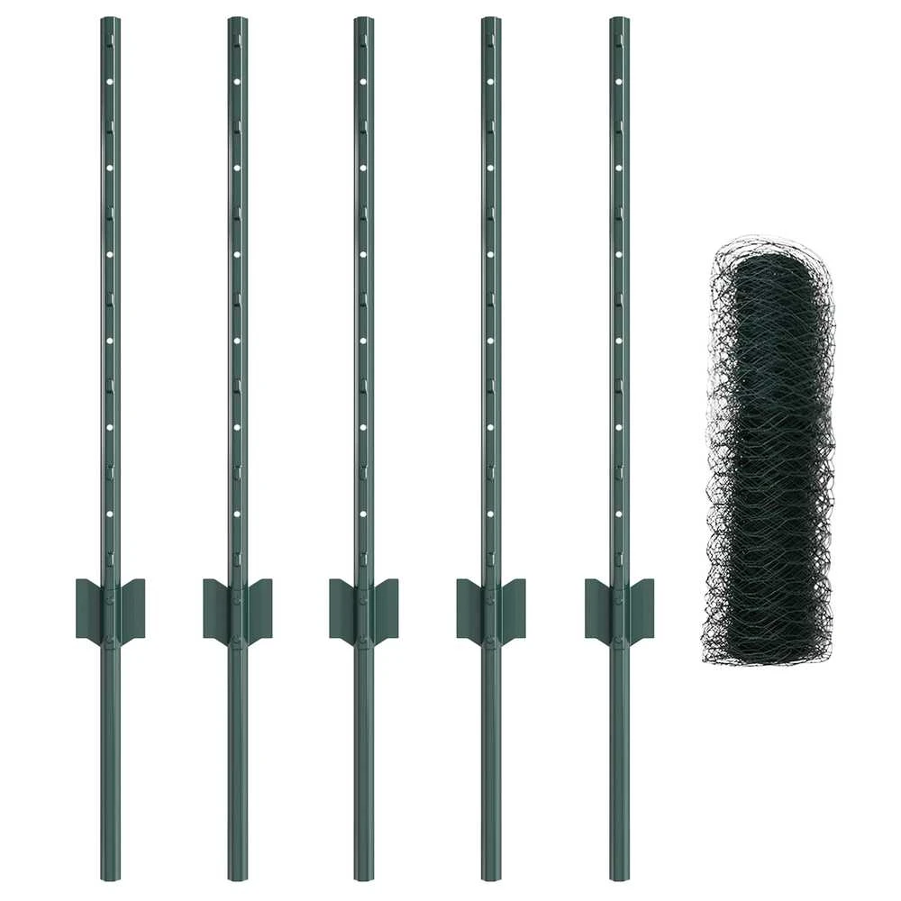 Hexagonal Fence with Post 10 x 0,5 m PVC dengtas plienas Žalia
