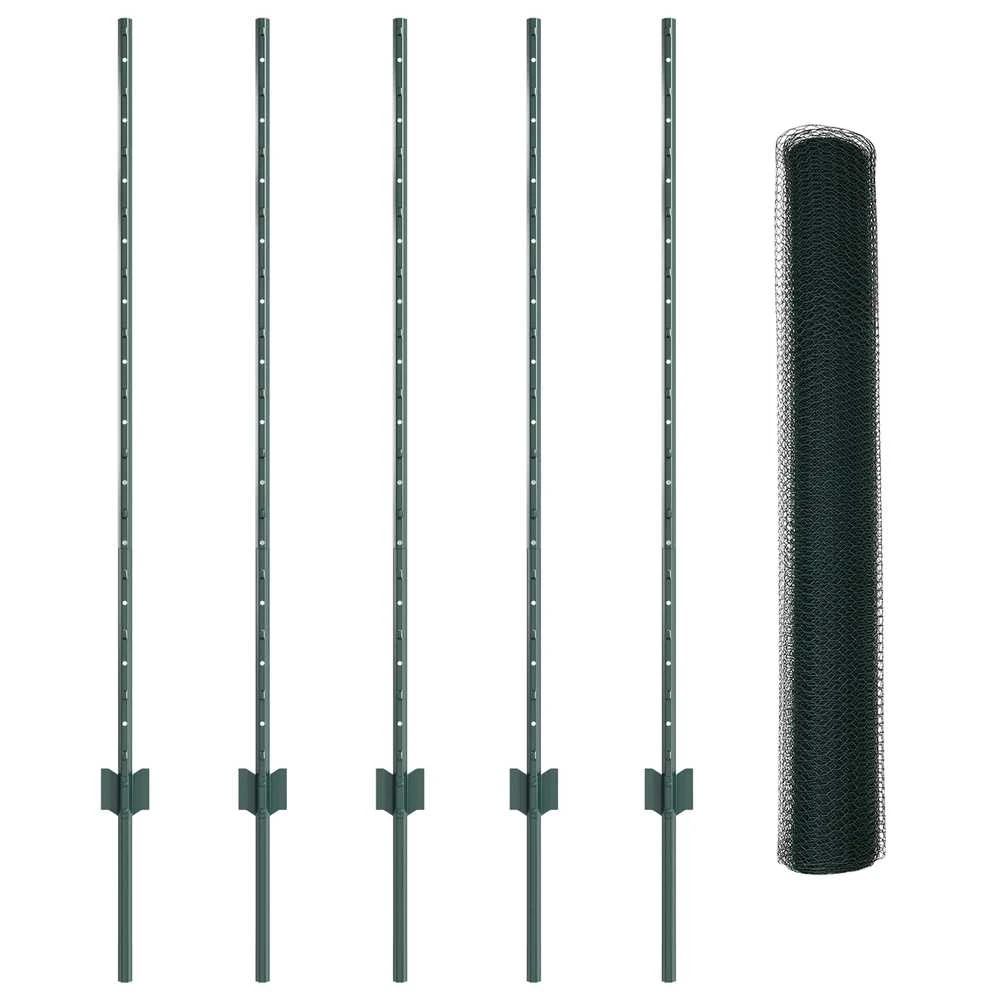 Hexagonal Fence with Post 10 x 1,2 m PVC dengtas plienas Žalia