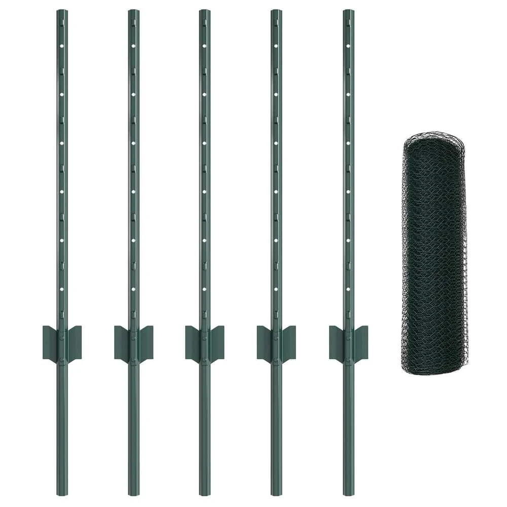 Hexagonal Fence with Post 10 x 0,6 m PVC dengtas plienas Žalia