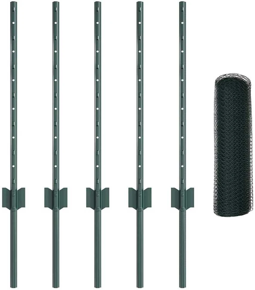 Hexagonal Fence with Post 10 x 0,6 m PVC dengtas plienas Žalia