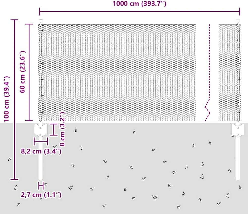 Hexagonal Fence with Post 10 x 0,6 m PVC dengtas plienas Žalia