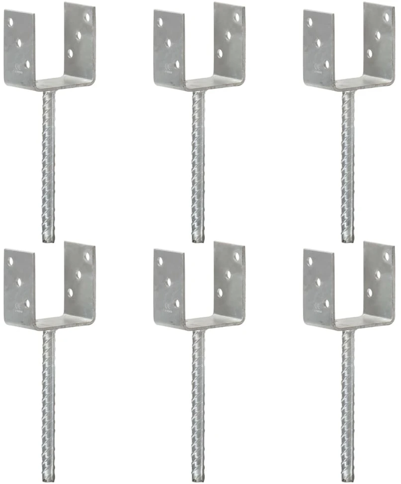 Tvoros stulpai, 6vnt., sidabrinės spalvos, 9x6x30cm, plienas