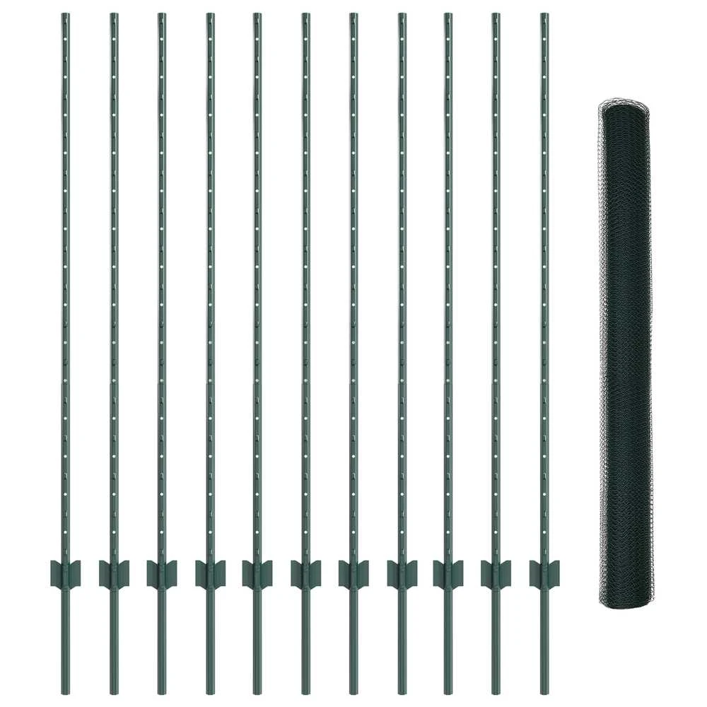 Hexagonal Fence with Post 25 x 1,4 m PVC dengtas plienas Žalia