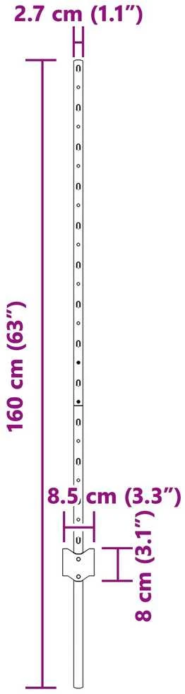 Įmontuotas tvoros stulpas 11 vnt. Pilka 160 cm