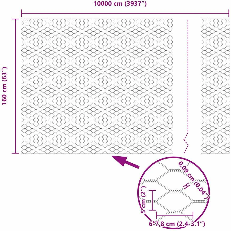 Hexagonal Fence with Post 100 x 1,6 m PVC dengtas plienas Pilka