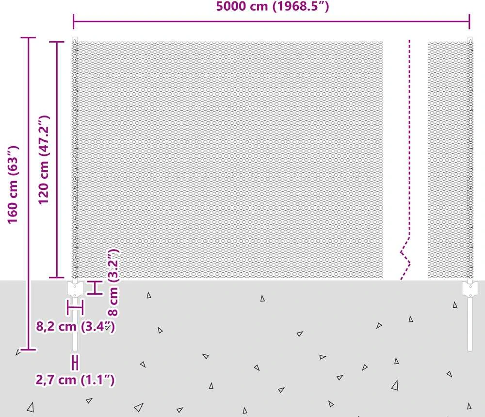Hexagonal Fence with Post 50 x 1,2 m PVC dengtas plienas Pilka