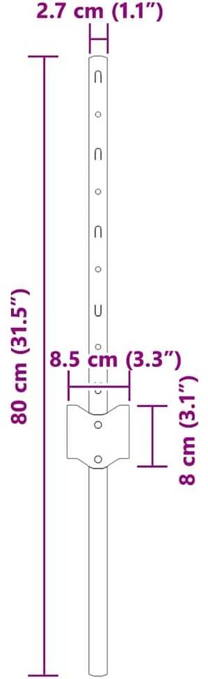 Įmontuotas tvoros stulpas 5 vnt. Pilka 80 cm