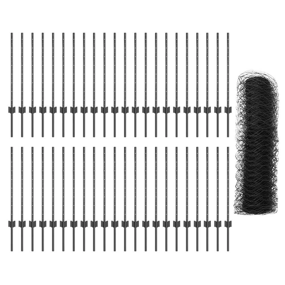 Hexagonal Fence with Post 100 x 0,8 m PVC dengtas plienas Pilka