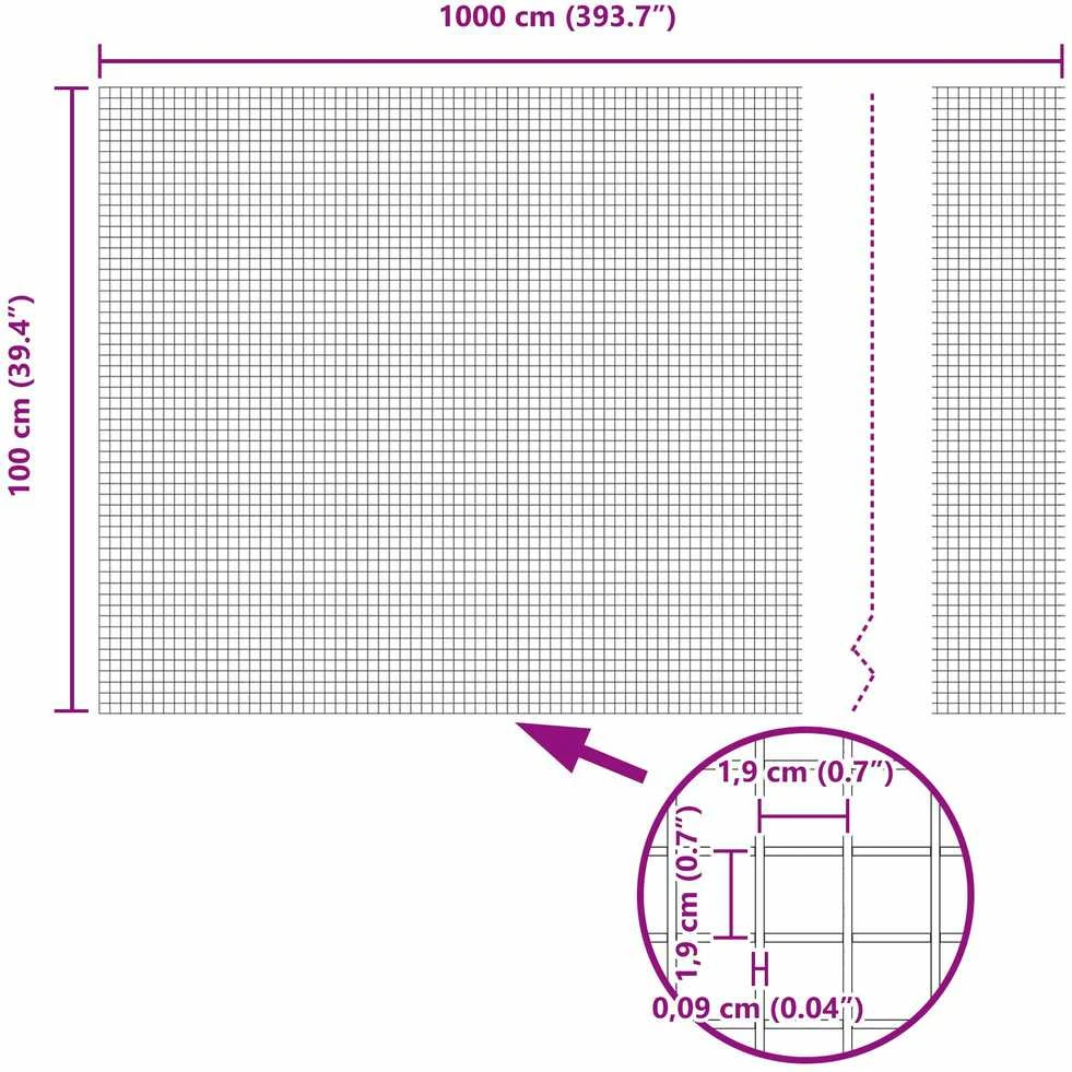 Suvirintas vielos tvora žemės tvirtinimas 10 x 1 m Žalia
