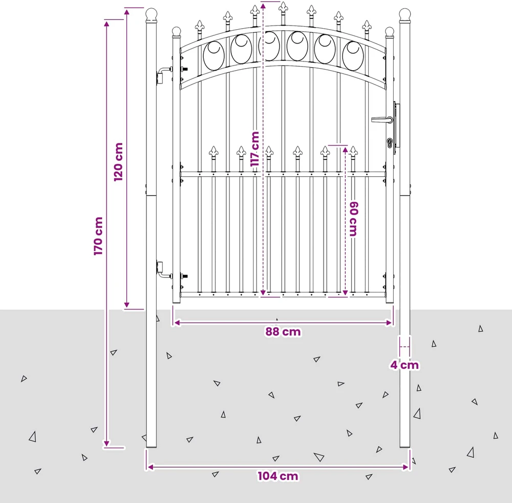 Tvoros vartai su smailiais EMMEN 104 x 117 cm