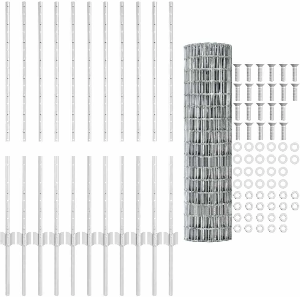 Euro tvoros su stulpu 25 x 1 m Galvanizuotas plienas Sidabrinė