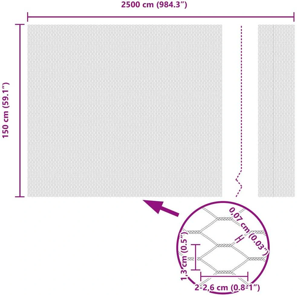 Heksagonalinė tvoros tvirtinimo sistema 25 x 1,5 m Pilka
