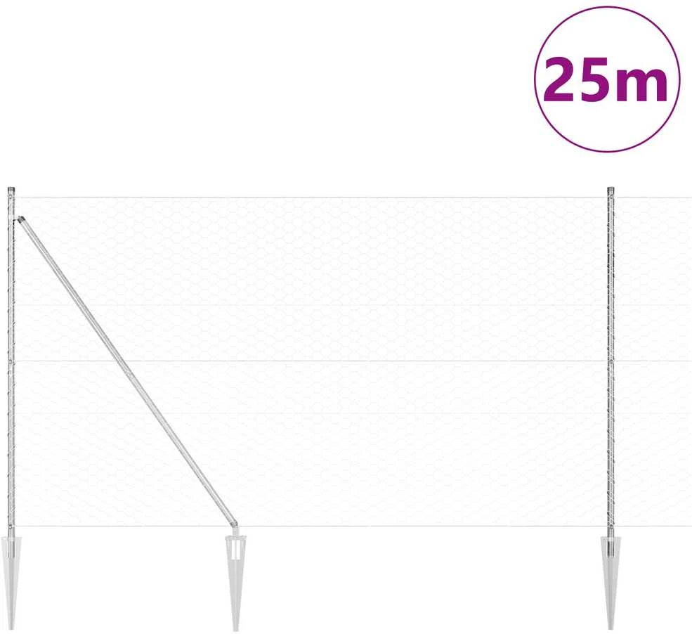 Hexagonal Fence with Post 25 x 1,5 m Galvanizuotas plienas