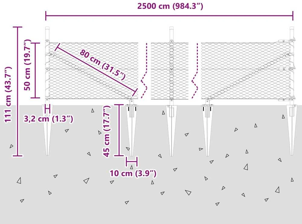 Hexagonal Fence with Post 25 x 0,5 m Galvanizuotas plienas