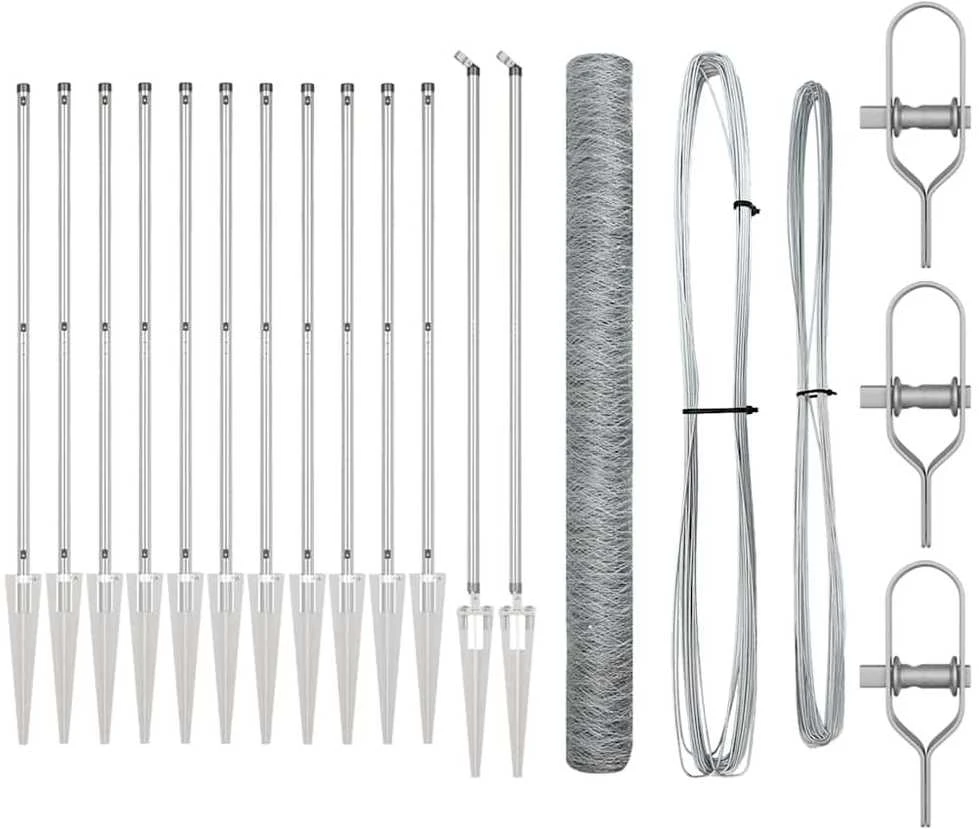 Hexagonal Fence with Post 25 x 1,5 m Galvanizuotas plienas