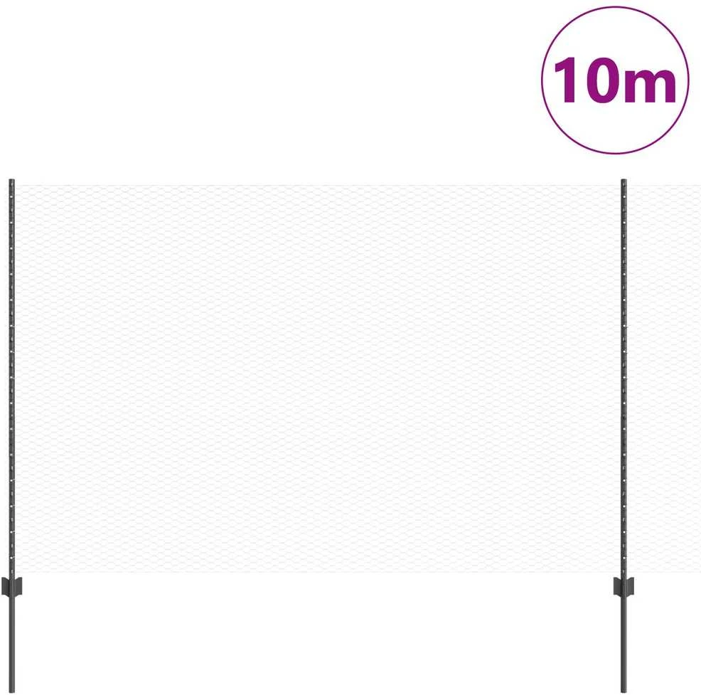 Hexagonal Fence with Post 10 x 1,6 m PVC dengtas plienas Pilka