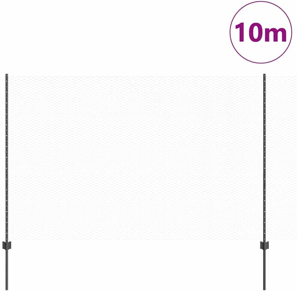 Hexagonal Fence with Post 10 x 1,6 m PVC dengtas plienas Pilka