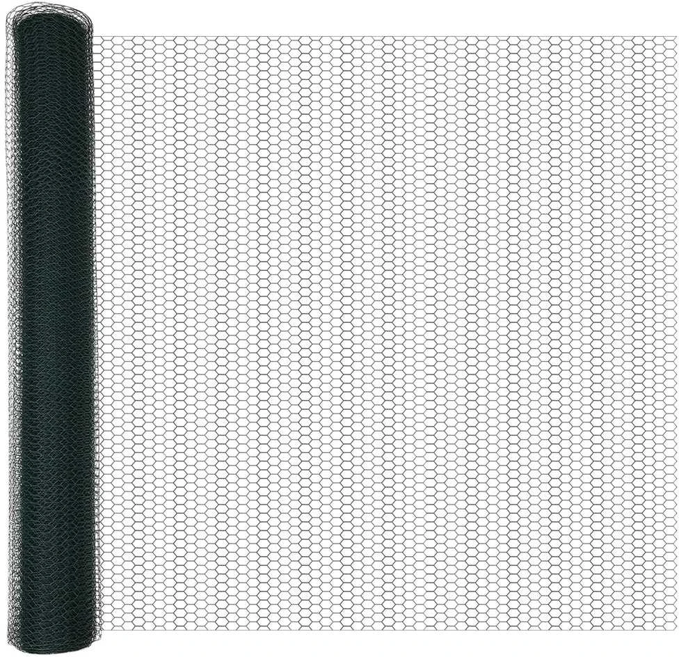 Hexagonal Fence with Post 50 x 1 m PVC dengtas plienas Žalia