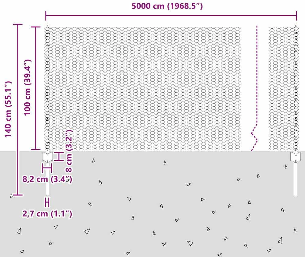 Hexagonal Fence with Post 50 x 1 m PVC dengtas plienas Žalia