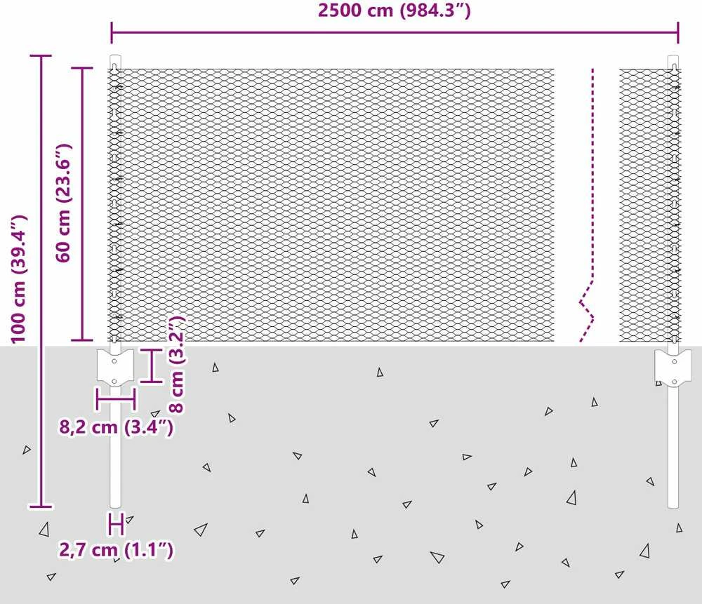 Hexagonal Fence with Post 25 x 0,6 m PVC dengtas plienas Pilka