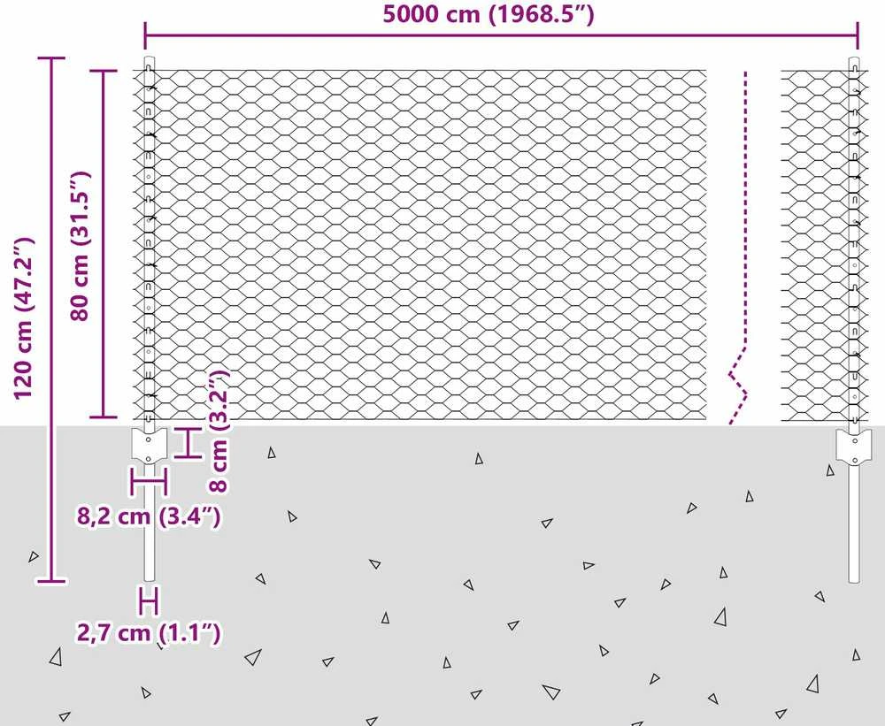 Hexagonal Fence with Post 50 x 0,8 m PVC dengtas plienas Žalia