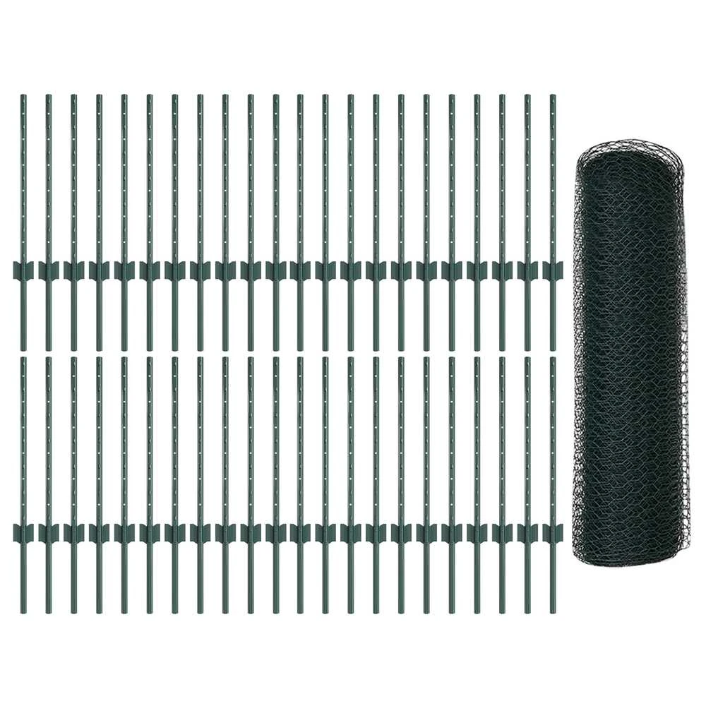 Hexagonal Fence with Post 100 x 0,6 m PVC dengtas plienas Žalia