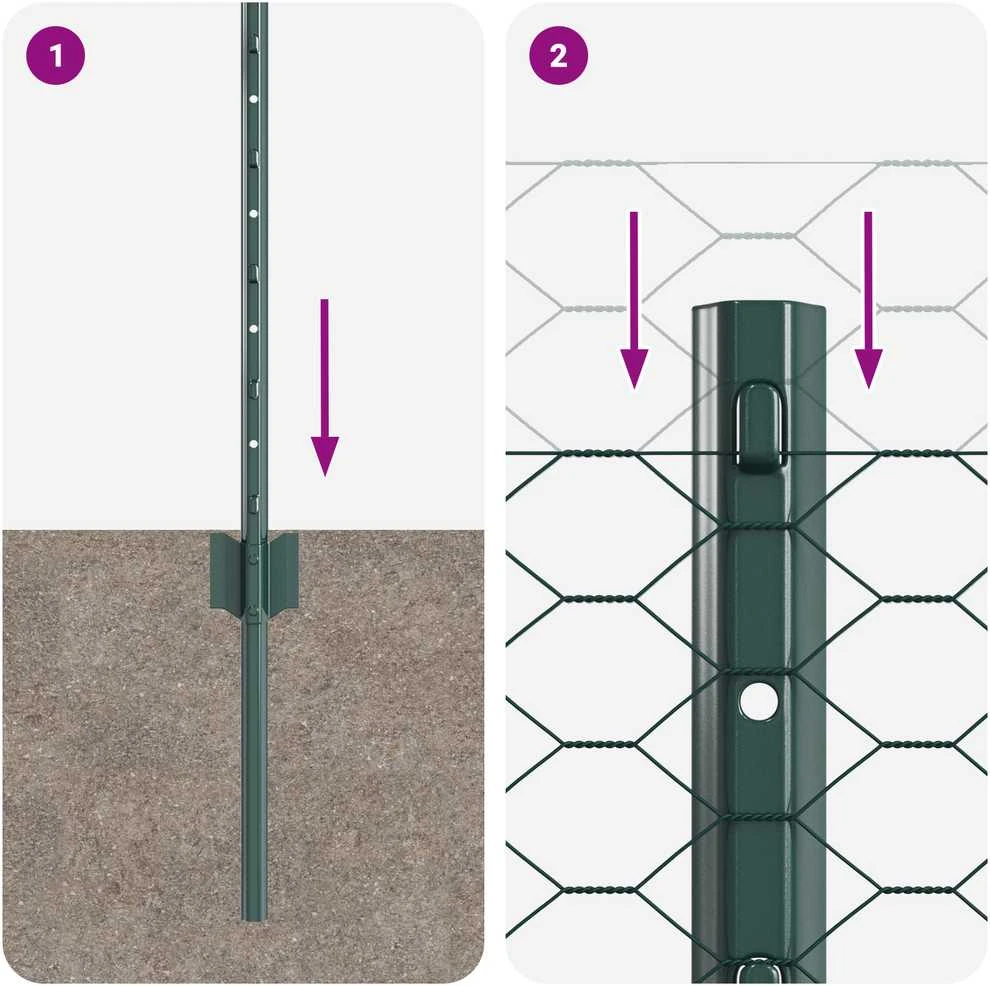 Hexagonal Fence with Post 100 x 0,6 m PVC dengtas plienas Žalia