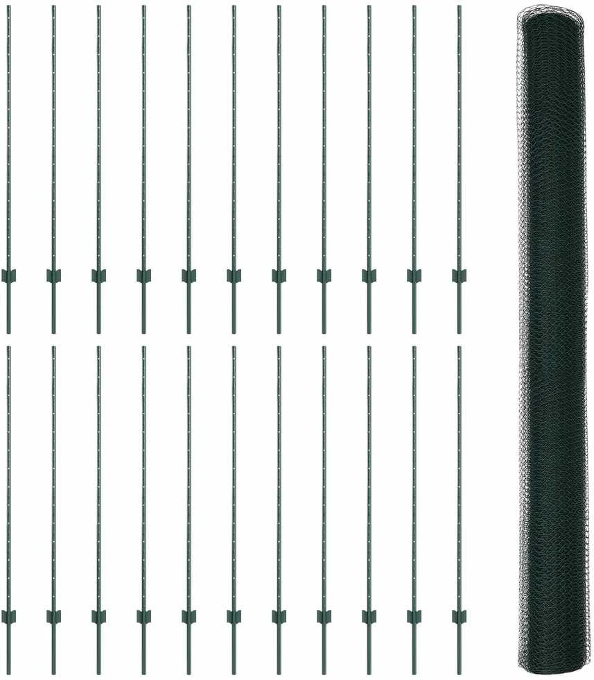 Hexagonal Fence with Post 50 x 1,4 m PVC dengtas plienas Žalia