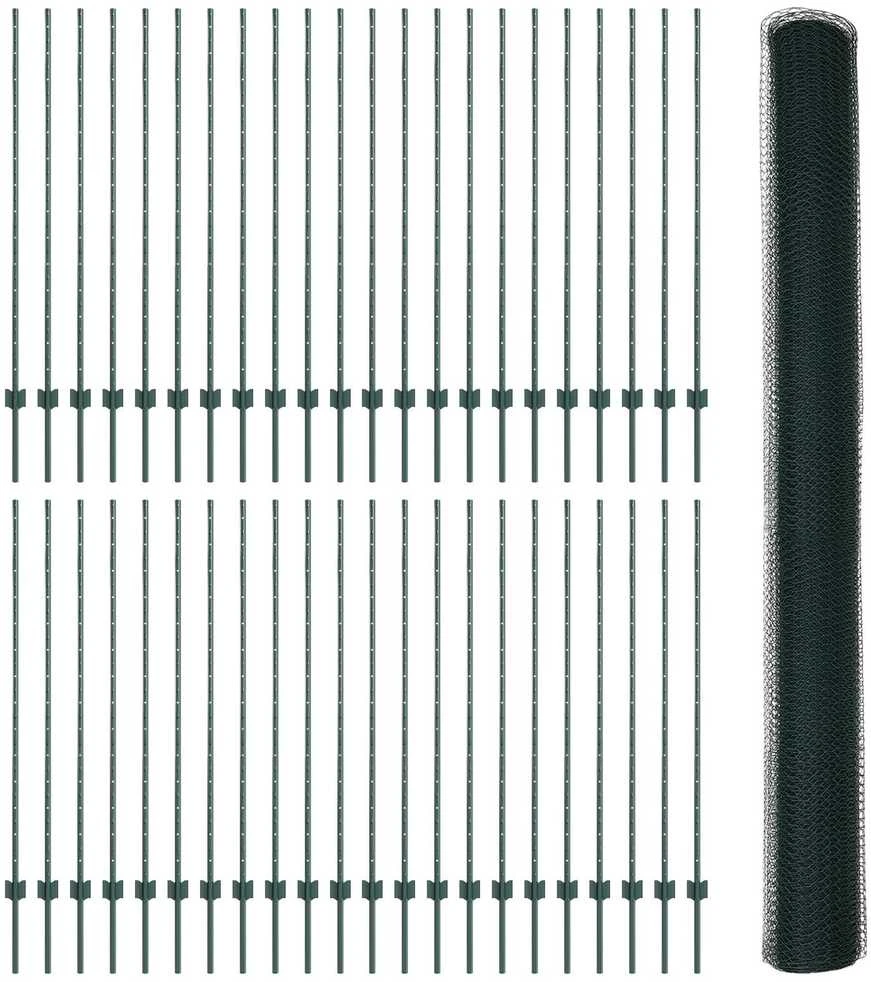 Hexagonal Fence with Post 100 x 1,4 m PVC dengtas plienas Žalia